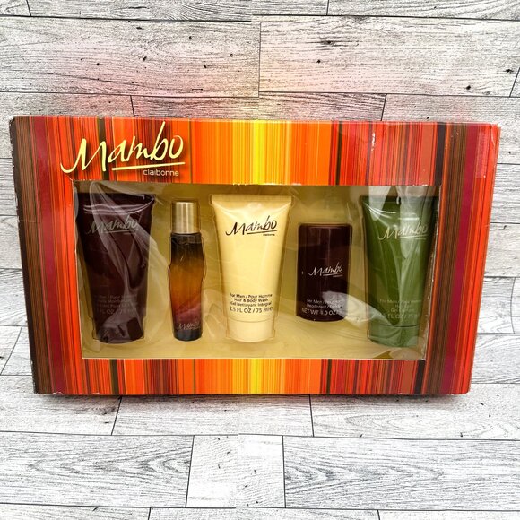 NIB Claiborne Mambo Men's Bath & Body Fragrance Box Set of 5 - Picture 1 of 8